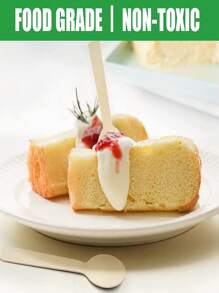 50入組木勺派對用一次性勺子 - 卡其色 - 查看 3