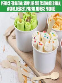 50入組木勺派對用一次性勺子 - 卡其色 - 查看 5