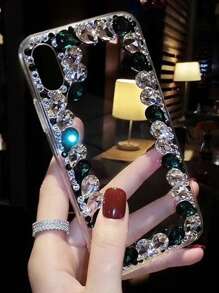 Ốp lưng điện thoại mềm trong suốt viền đính đá thời trang tương thích với Samsung dòng S, dòng Note, tương thích với iPhone 17 Pro Max, Apple 8 Plus - màu xanh lá - Xem 4