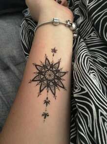 Kits de pegatinas de tatuaje, 4 hojas de patrón de atrapasueños tatuajes temporales para mujeres, pegatinas de tatuaje para adultos, patrón de atrapasueños de tatuaje realista, para mujeres y niñas - Marrón - Ver 4