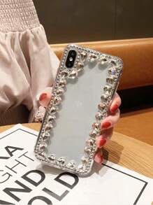 Ốp lưng điện thoại mềm trong suốt viền đính đá thời trang tương thích với Samsung dòng S, dòng Note, tương thích với iPhone 17 Pro Max, Apple 8 Plus - trắng - Xem 4