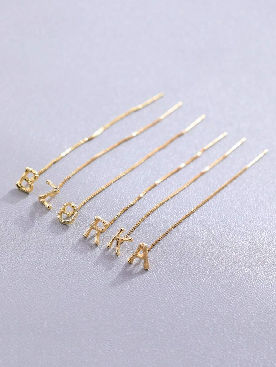 CVNANA 1 Cặp Bông Tai Chữ Thời Trang Quyến Rũ Threader Cho Phụ Nữ Để Trang Trí Hàng Ngày - Vàng - Xem 1