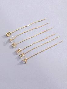 CVNANA 1 Cặp Bông Tai Chữ Thời Trang Quyến Rũ Threader Cho Phụ Nữ Để Trang Trí Hàng Ngày - Vàng - Xem 3