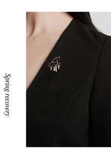 1只男士黑色鋼琴形優雅胸針,音樂家禮物音樂器樂襟針中性款 - 黑色 - 查看 6