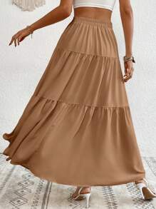 SHEIN LUNE Spódnica maxi z falbanką z przodu i guzikami