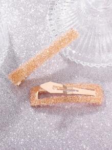 2入組女士水鑽裝飾休閒髮夾 - 彩色 - 查看 2