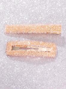 2入組女士水鑽裝飾休閒髮夾 - 彩色 - 查看 4