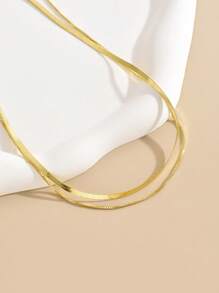 1入組極簡雙層蛇骨鎖骨鏈條樣式項鍊