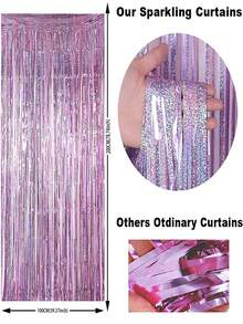 2 Metros Cortinas De Fondo De Fiesta Glitter Gold Tinsel Fringe Foil Curtain Decoración Para Cumpleaños, Bodas, Aniversario De Adultos - Rosa Pálido - Ver 2