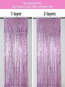2 Metros Cortinas De Fondo De Fiesta Glitter Gold Tinsel Fringe Foil Curtain Decoración Para Cumpleaños, Bodas, Aniversario De Adultos - Rosa Pálido - Ver 3