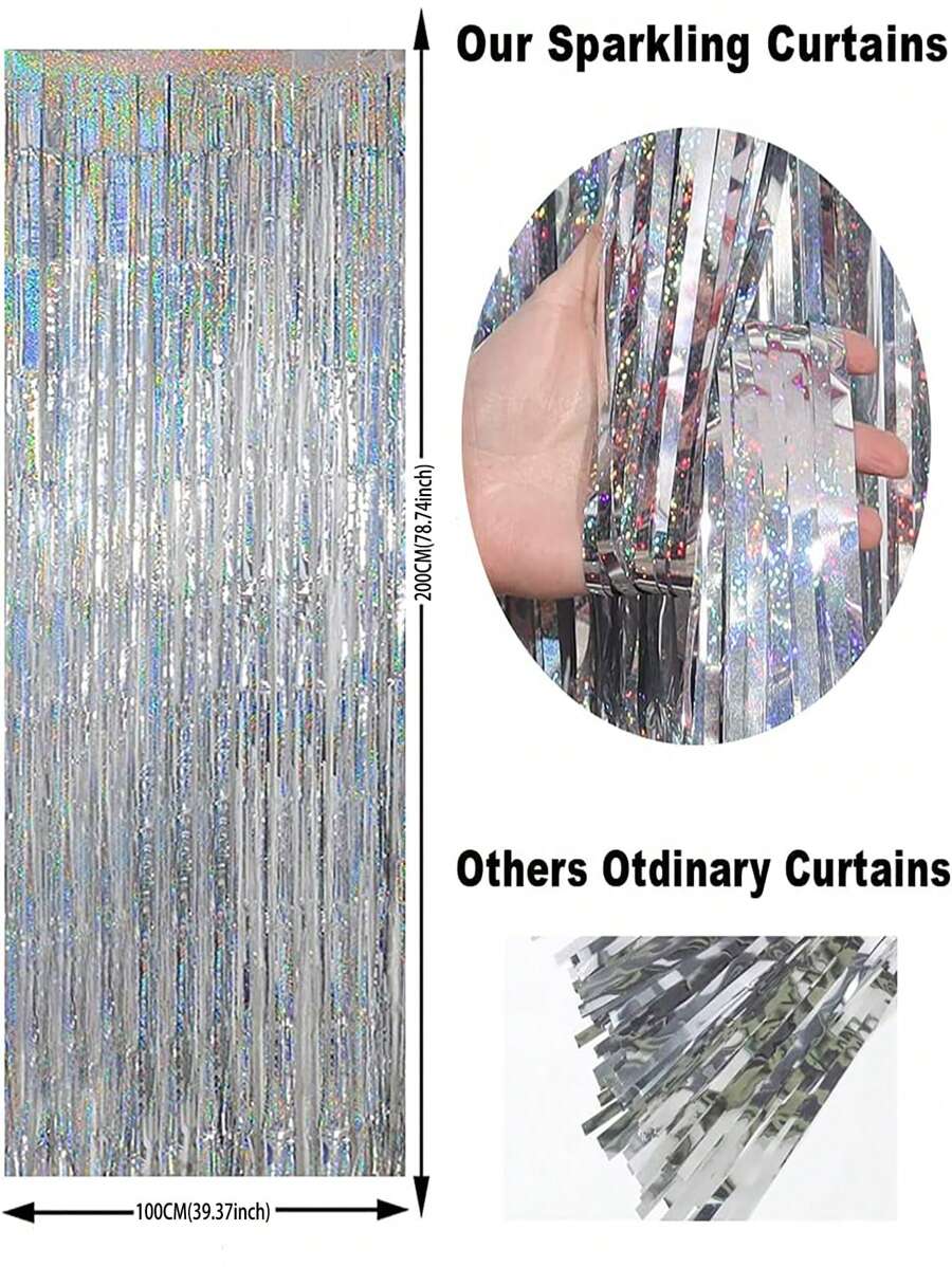 2 Meters Party Backdrop Curtains Glitter Gold Tinsel Fringe Foil