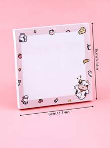 1 件卡通奶牛图案便利贴，可爱多用途易贴可写便利贴，适用于学校学生、办公室、学校用品、返校 - 彩色 - 查看 2