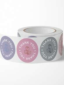 1卷花卉標語圖形組合貼紙簡單多用途貼紙適用於DIY工藝品、裝飾品、手帳 - 彩色 - 查看 3