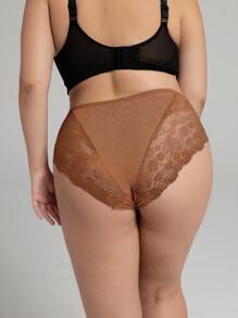 1 Quần Lót Ren Nữ Plus Size, Quần Lót Bốn Mùa Thoáng Khí Thoải Mái - màu nâu - Xem 1