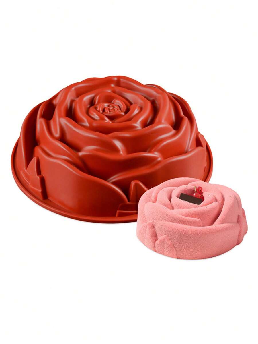 1pc Large Silicone Rose Cake Mold Single Flower Baking Pan DIY Baking Tool For Valentine's Day (Random Color Delivery) - Multicolor - View 1