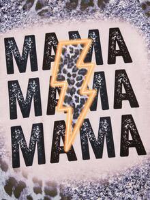 SHEIN LUNE 豹紋和字母圖案T恤 - 彩色 - 查看 5