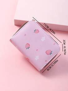 草莓和印花卡包 - 粉色 - 查看 3