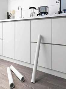 1 rollo unicolor simple liso blanco impermeable Rollo adhesivo de pared para casa Decoración - Blanco - Ver 1