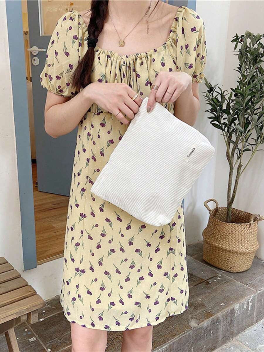 字母補丁細節方包燈芯絨 - 白色 - 查看 1