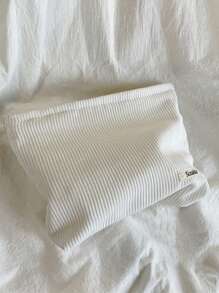 字母補丁細節方包燈芯絨 - 白色 - 查看 4