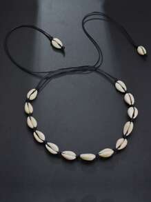 1pc Vacation Style Wax Rope Braided Necklace - Black - View 6