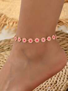 1入組迷人的粉色的雛菊裝飾腳錬適合女士適合春天夏天度假旅行沙灘派對 - 彩色 - 查看 1