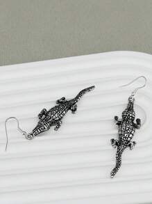 1對創意鱷魚紋耳墜適合女士日常裝飾 - 彩色 - 查看 2