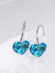 12pcs/set PMMA Shower Curtain Hook, Creative Heart Decor Multifunction Shower Curtain Ring For Bathroom - Teal Blue - View 3