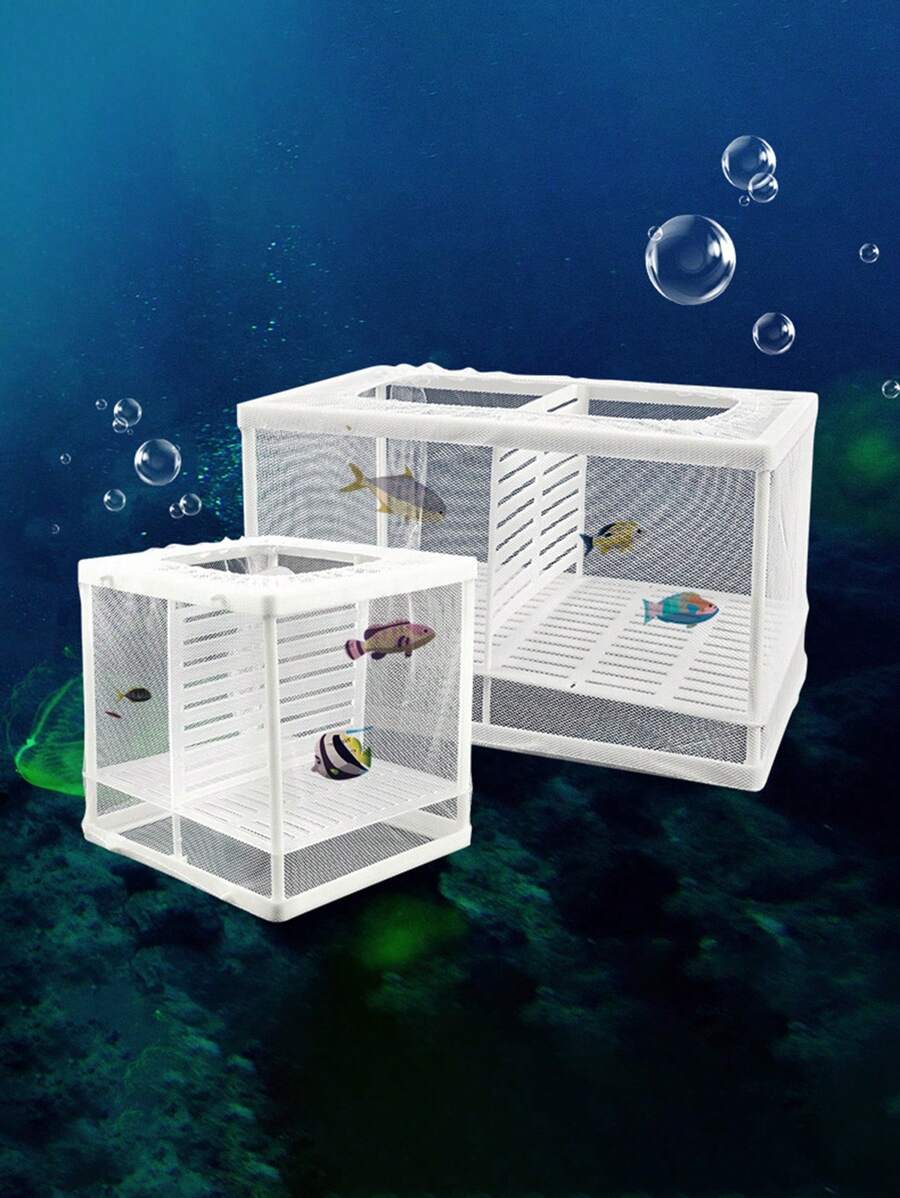 1 Hộp Lưới Nuôi Cá Vị Thành Niên Nhựa Với Cốc Hút Ngẫu Nhiên Cho Cá Sinh Sản - trắng - Xem 1