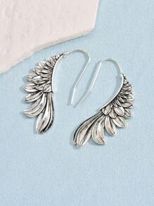 1 đôi bông tai thiết kế cánh hợp kim kẽm cổ điển cho phụ nữ để trang trí hàng ngày - Màu Bạc Cổ - Xem 4