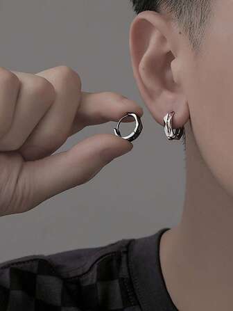 1 par Pendientes de aro moda cobre con textura minimalista para hombres para diariamente