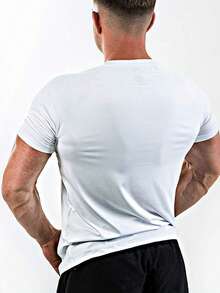 Manfinity Fitness Hombres Camiseta deportiva con estampado de letra - Blanco - Ver 2