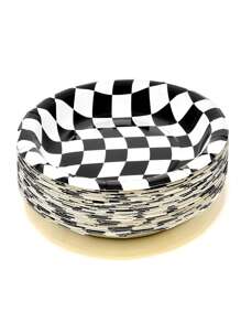 10 piezas Plato de papel desechable con patrón de cuadros desechable moderno papel para - Multicolor - Ver 1