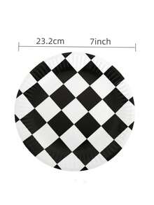 10 piezas Plato de papel desechable con patrón de cuadros desechable moderno papel para - Multicolor - Ver 3