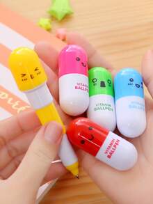 6pcs Cartoon Graphic Mini Ballpoint Pen, Cute Adjustable Writing Pen For Adult, Office, Student - Multicolor - View 6