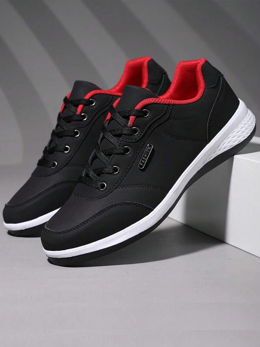 New Style Sports Shoes 2024 Men's Leather Running Shoes, Wear-Resistant, Non-Slip, Outdoor Youth Shoes - Black - View 1
