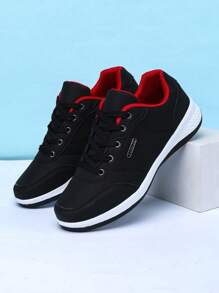 New Style Sports Shoes 2024 Men's Leather Running Shoes, Wear-Resistant, Non-Slip, Outdoor Youth Shoes - Black - View 3