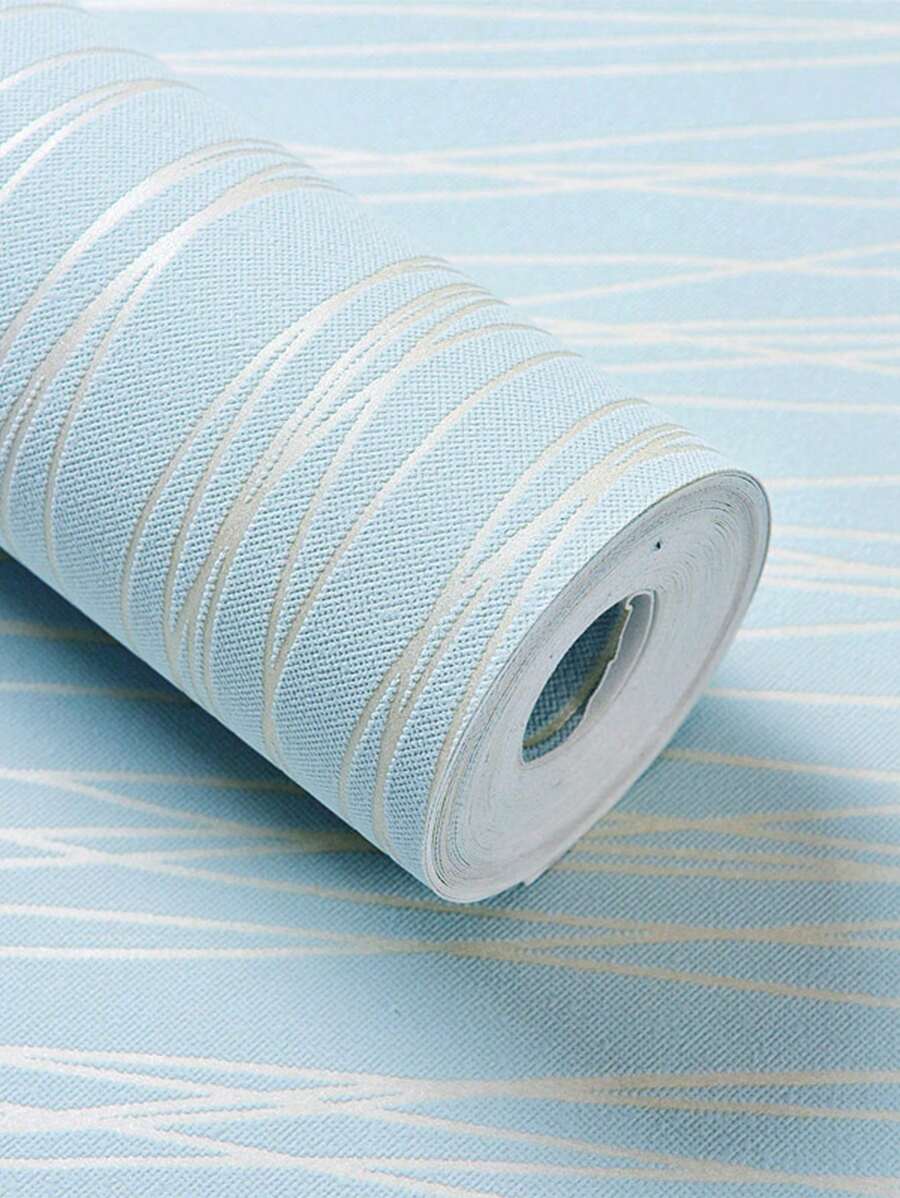 1入組條紋圖案牆紙 - 淺藍色 - 查看 1