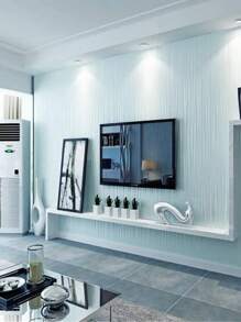 1入組條紋圖案牆紙 - 淺藍色 - 查看 7