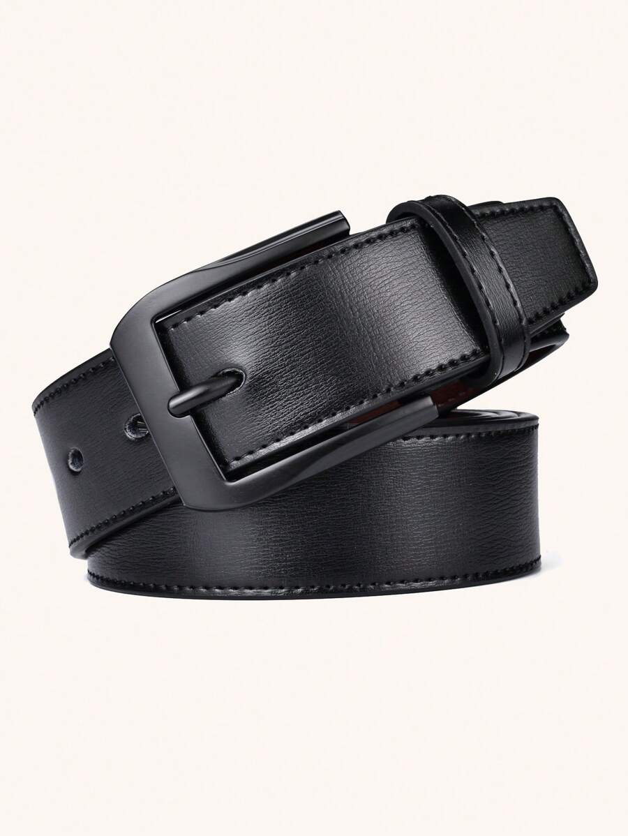 1 chiếc thắt lưng da trang trọng cỡ lớn 38mm cho nam - màu đen - Xem 1