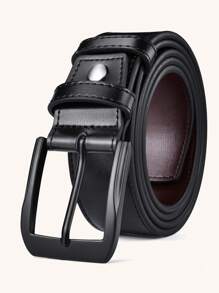 1 chiếc thắt lưng da trang trọng cỡ lớn 38mm cho nam - màu đen - Xem 2