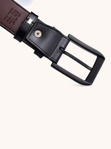 1 chiếc thắt lưng da trang trọng cỡ lớn 38mm cho nam - màu đen - Xem 3