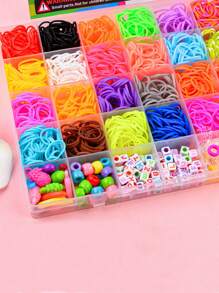 40 格 2500入組 Diy 彩色橡皮筋工藝品織布機套件智力開發玩具用於編織手鍊 - 彩色 - 查看 2