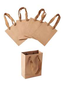 10入組/套棕色牛皮紙袋長方形零售購物手提袋派對禮品袋16x12x5.7厘米 - 棕色 - 查看 4