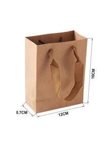 10入組/套棕色牛皮紙袋長方形零售購物手提袋派對禮品袋16x12x5.7厘米 - 棕色 - 查看 7