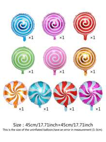 10pcs Lollipop Shaped Decorative Balloon, Creative Color Block Round Shaped Balloon For Birthday Party - Multicolor - View 4