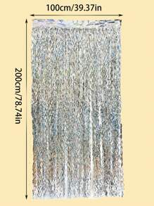 1pc Party Decorative Tassel Curtain, Silver PE Rain Curtain, Backdrop Decoration, For Party - Silver - View 4