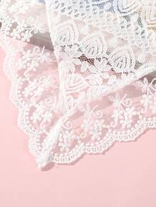 Mujer 1 pieza Pañuelo con patrón floral con encaje elegante - Blanco - Ver 3