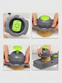 Máy thái thực phẩm nhà bếp 15 trong 1 Máy cắt 8 lưỡi có hộp đựng có giỏ thoát nước 1 bộ dụng cụ thái rau củ hành, trái cây - Màu Xám nhạt - Xem 3