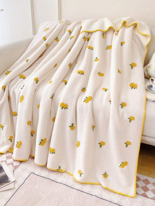 بطانية مطرز بالفراولة الفانيلي لين و دافئ الى معيشة و منزل زخرفة قطعة واحدة